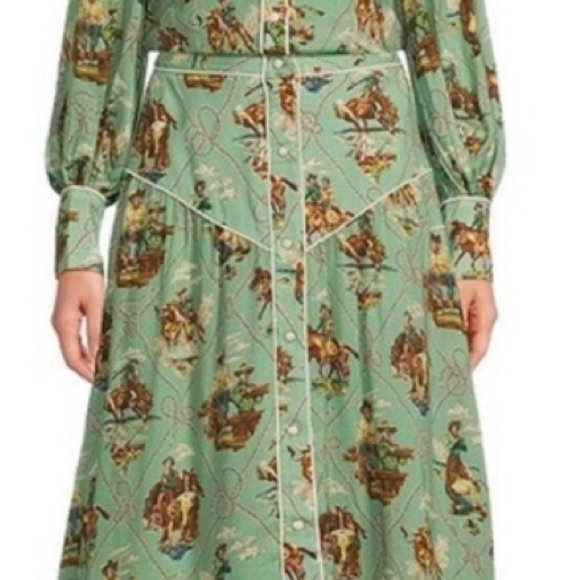 Double D Ranch Romance & Rustlers Western Printed Beaded Midi A-Line Skirt NWT - Picture 9 of 13